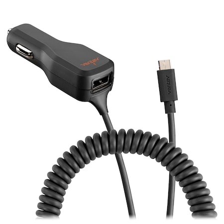 Ventev 17W Dashport r2340c Dual Car Charger with USB A and Connected Micro USB Cable, Gray R2340CMCRVNV